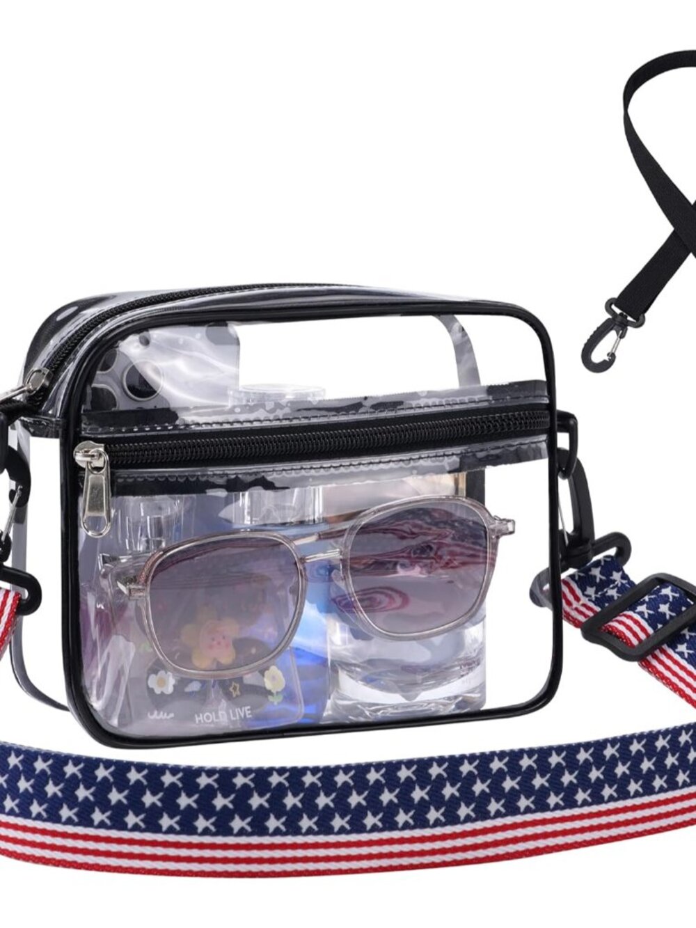 Stadium Clear Bag for Events, 12x6x12 Transparent Purse with 2 Replaceable Strap